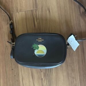 Coach navy tropical double entry crossbody camera bag